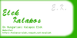 elek kalapos business card